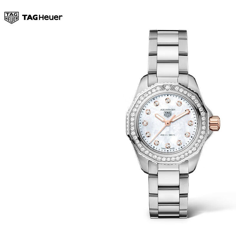 Tag Heuer Aquaracer Professional 200 Quartz Diamonds Mother of Pearl Dial Silver Steel Strap Watch for Women - WBP1451.BA0622