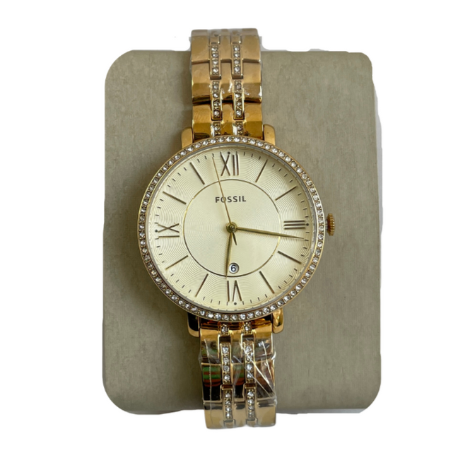 Fossil Jacqueline Gold Dial Gold Steel Strap Watch for Women - ES3547