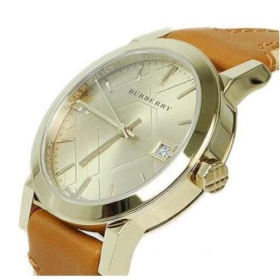 Burberry The City Gold Dial Brown Leather Strap Watch for Women - BU9133