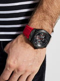 Guess Legacy Black Dial Red Silicone Strap Watch for Men - W1049G6