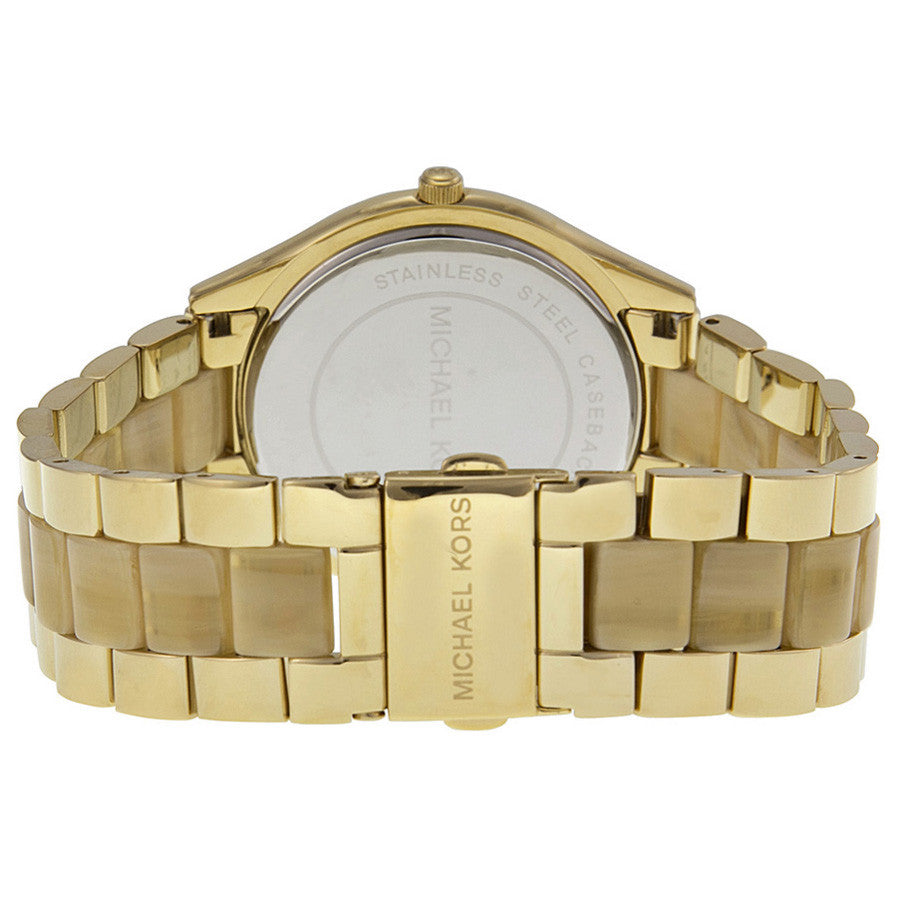 Michael Kors Slim Runway Gold Dial Two Tone Gold Strap Watch for Women - MK4285