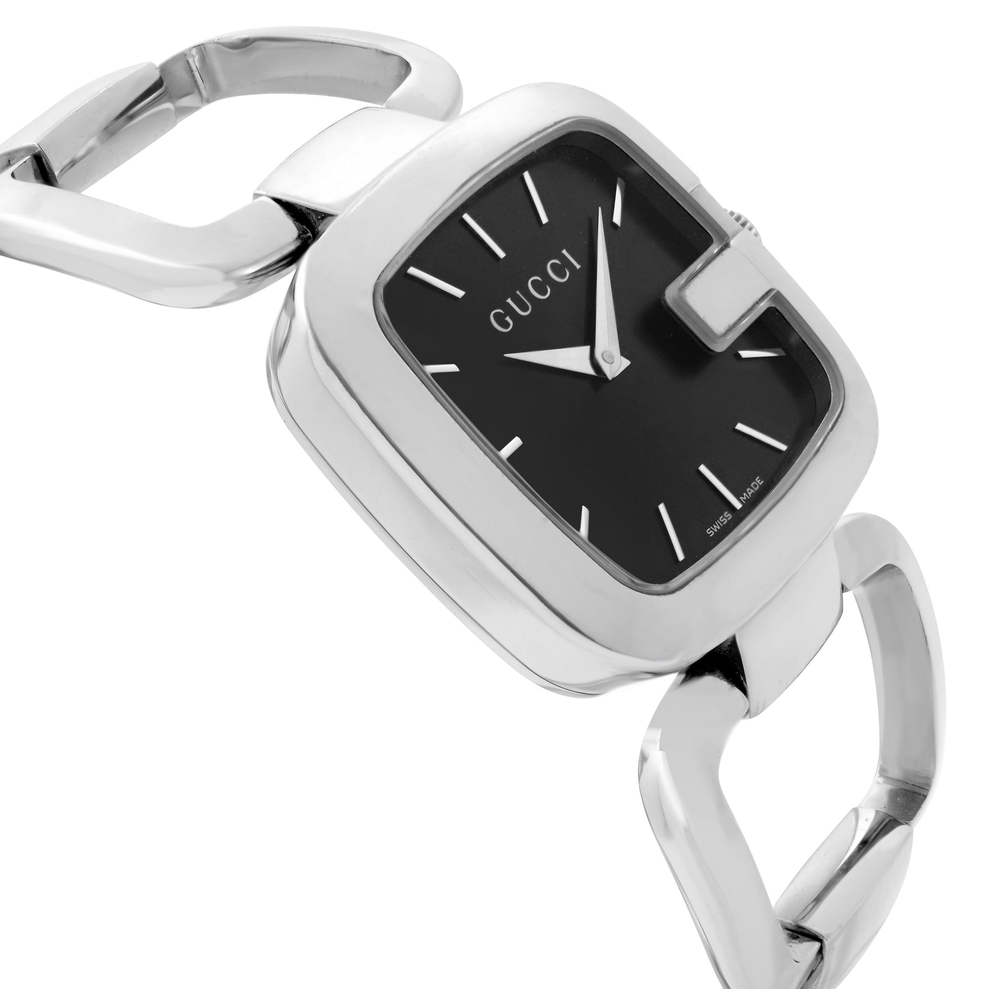 Gucci G-Gucci 125 Black Dial Silver Steel Strap Watch For Women - YA125407