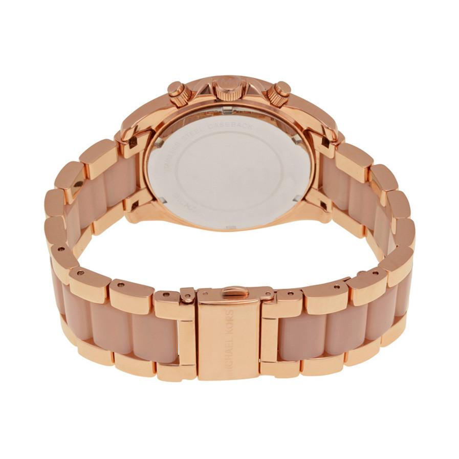 Michael Kors Runway Chronograph Rose Gold Dial Rose Gold Steel Strap Watch for Women - MK5430