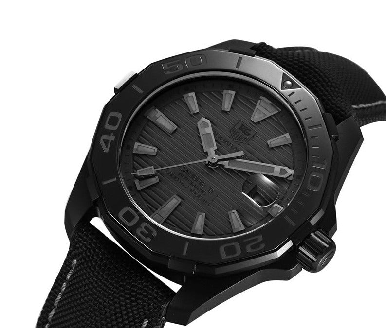 Tag Heuer Aquaracer 300 Swiss Limited Edition Black Dial Black Nylon Strap Watch for Men - WAY218B.FC6364