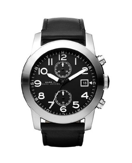 Marc Jacobs Larry Black Dial Black Leather Strap Watch for Men - MBM5054