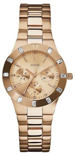 Guess Glisten Multifunction Quartz Rose Gold Dial Rose Gold Steel Strap Watch For Women - W16017L1