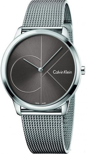 Calvin Klein Minimal Gray Dial Silver Mesh Bracelet Watch for Men - K3M21123