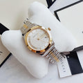 Gucci G Timeless Quartz Silver Dial Two Tone Mesh Bracelet Watch For Men - YA126409