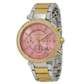 Michael Kors Parker Pink Dial Two Tone Steel Strap Watch for Women - MK6140