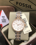 Fossil Jacqueline White Dial Two Tone Steel Strap Watch for Women - ES3634