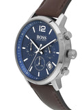 Hugo Boss Attitude Blue Dial Brown Leather Strap Watch for Men - 1513606