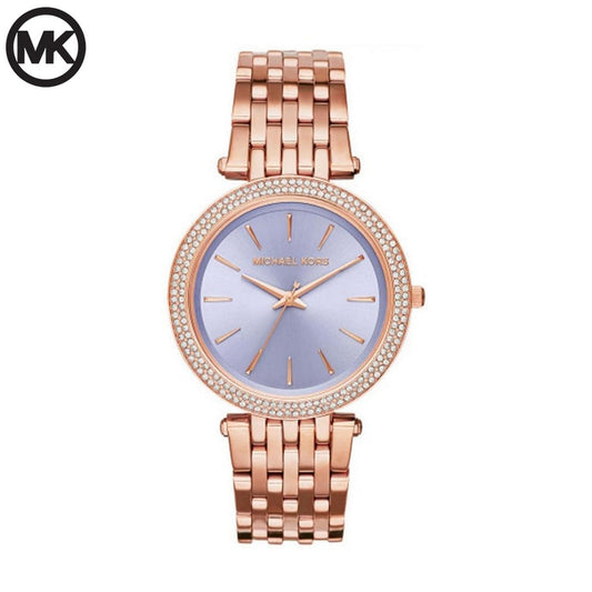 Michael Kors Darci Purple Dial Rose Gold Steel Strap Watch for Women - MK3400