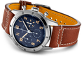 Breitling Avi 1953 Edition Platinum Chronograph Blue Dial Brown Leather Strap Watch for Men - LB0920131C1X1