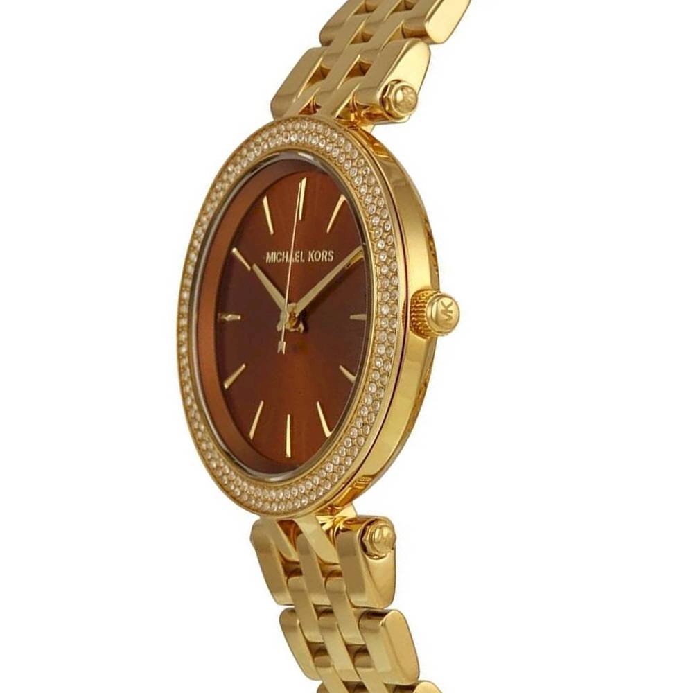 Michael Kors Darci Amber Dial Gold Steel Strap Watch for Women - MK3408