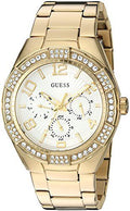 Guess Luna Diamonds White Dial Gold Steel Strap Watch for Women - W0729L2