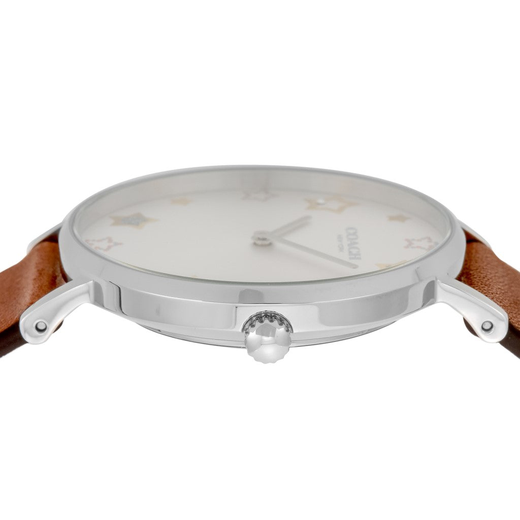 Coach Perry White Dial Brown Leather Strap Watch for Women - 14503242