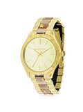 Michael Kors Slim Runway Gold Dial Two Tone Steel Strap Watch for Women - MK4300