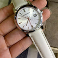 Burberry The City White Dial White Leather Strap Watch for Women - BU9128