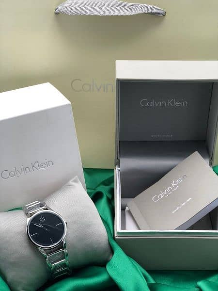 Calvin Klein Stately Black Dial Silver Steel Strap Watch for Women - K3G23121