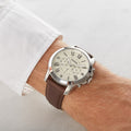 Fossil Grant Chronograph Beige Dial Brown Leather Strap Watch for Men - FS4735