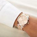 Michael Kors Slim Runway Rose Gold Dial Rose Gold Stainless Steel Strap Watch for Women - MK3197