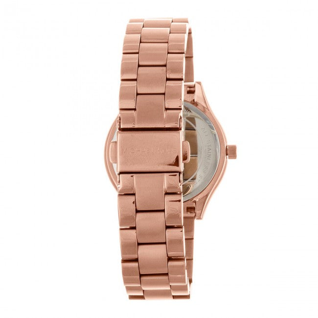 Michael Kors Slim Runway Rose Gold Dial Steel Strap Watch for Women - MK3513