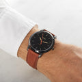 Fossil The Minimalist Black Dial Brown Leather Strap Watch for Men - FS5305