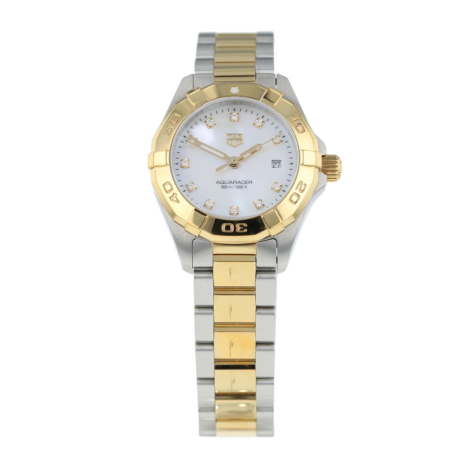 Tag Heuer Aquaracer Quartz Diamonds Mother of Pearl Dial Two Tone Steel Strap Watch for Men - WBD1422.BB0321