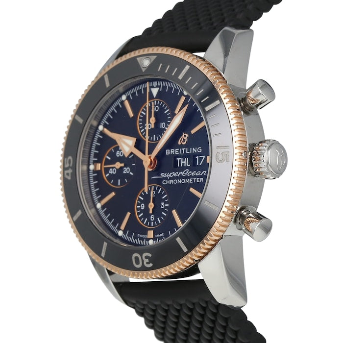 Breitling Superocean Heritage Chronograph 44 Black Dial Black Mesh Bracelet Watch for Men - U13313121B1S1