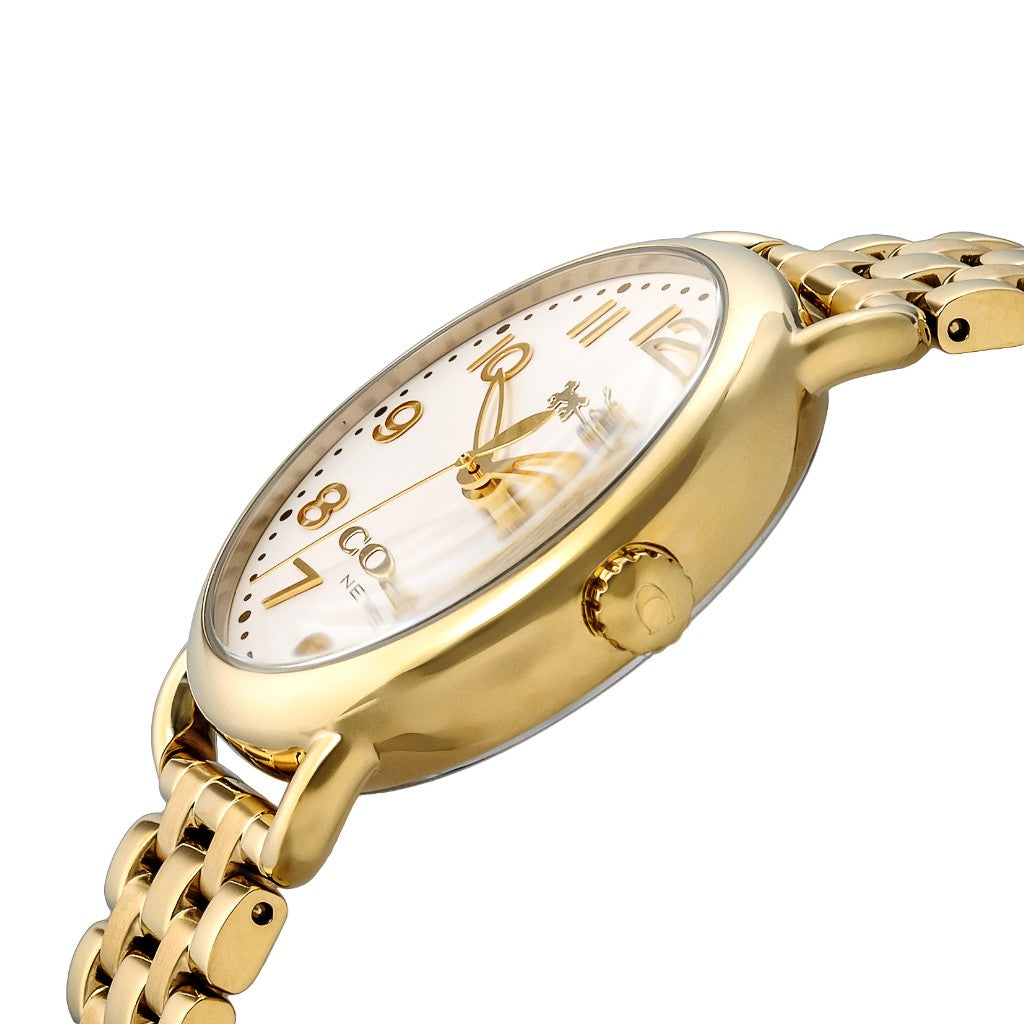 Coach Delancey White Dial Gold Steel Strap Watch for Women - 14502241