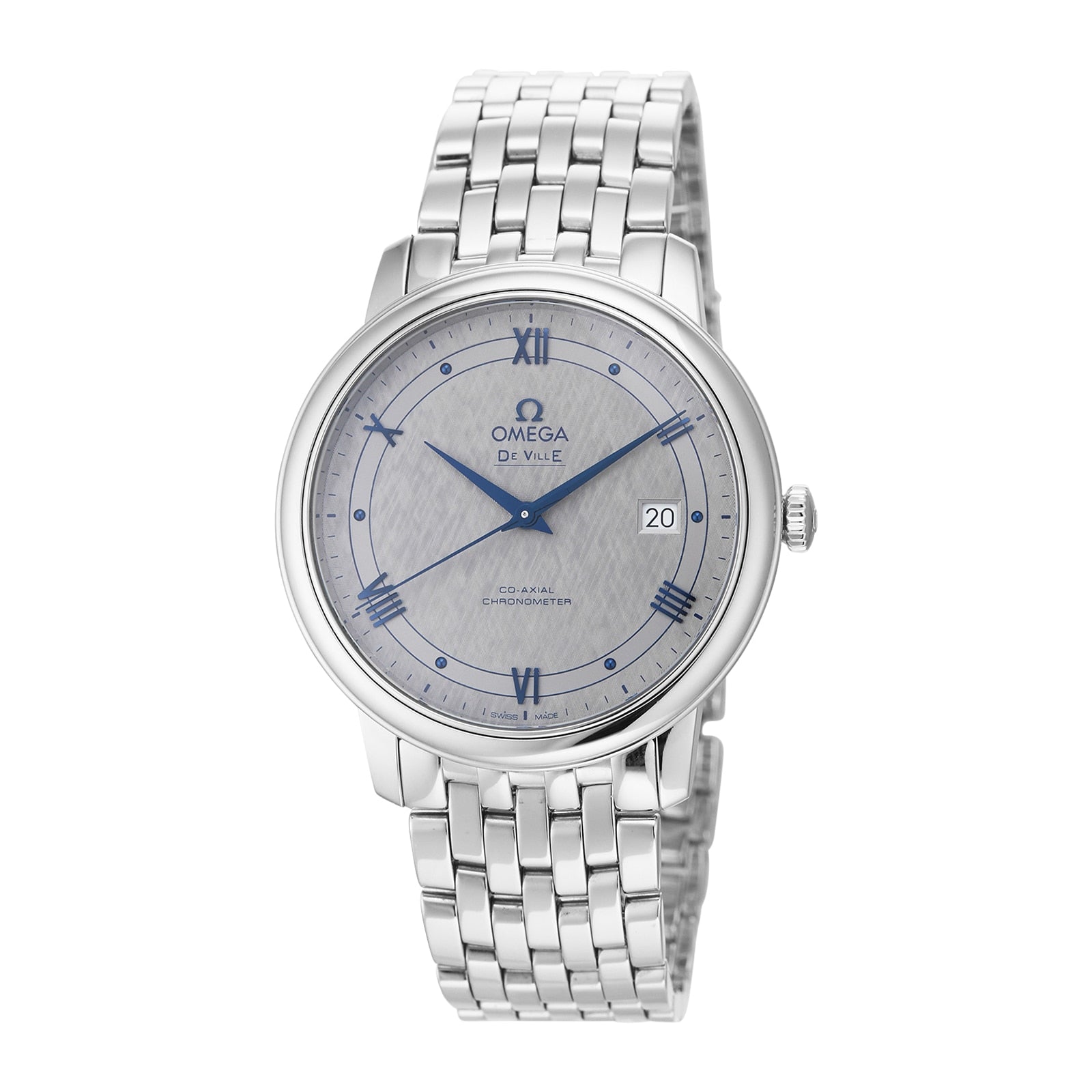 Omega De Ville Prestige Co-Axial Grey Dial Silver Steel Strap Watch for Men - 424.10.40.20.06.002