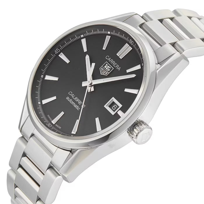 Tag Heuer Carrera Automatic Black Dial Silver Steel Strap Watch for Men - WAR211A.BA0782