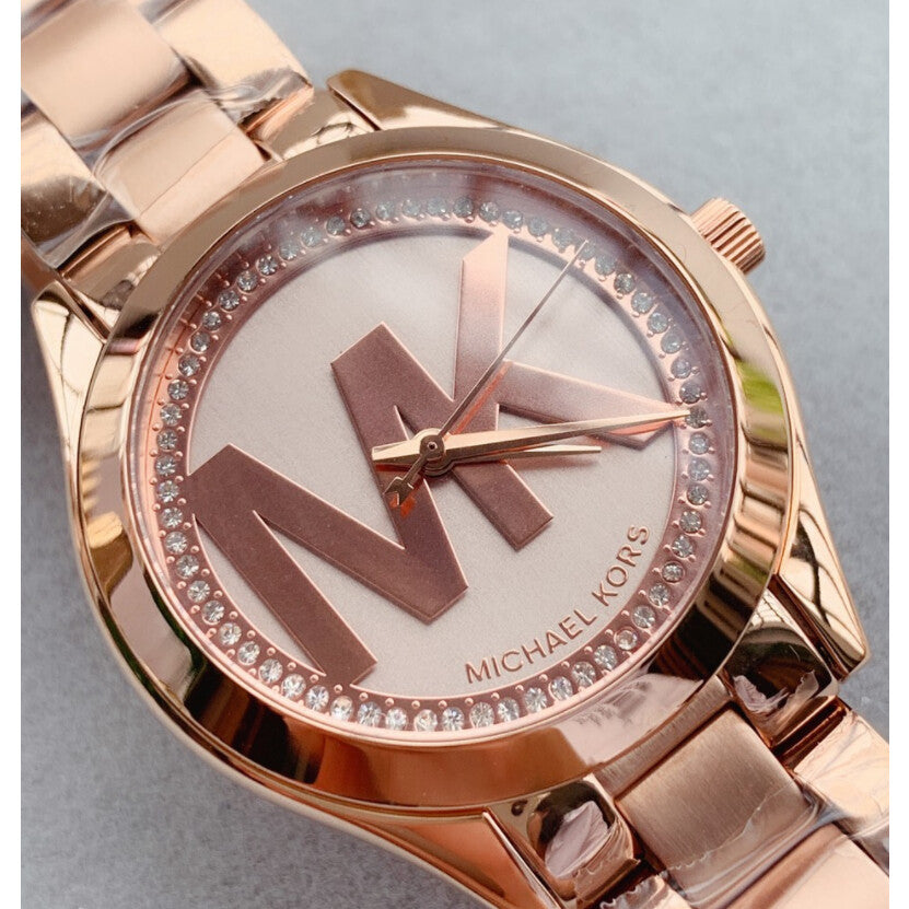 Michael Kors Slim Runway Rose Gold Dial Rose Gold Steel Strap Watch for Women - MK3549