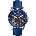 Fossil Grant Chronograph Blue Dial Blue Leather Strap Watch for Men - FS5373