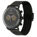 Emporio Armani Aviator Black Dial Black Mesh Bracelet Watch For Men - AR11142