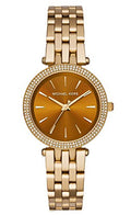 Michael Kors Darci Amber Dial Gold Steel Strap Watch for Women - MK3408