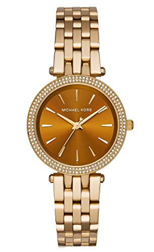 Michael Kors Darci Amber Dial Gold Steel Strap Watch for Women - MK3408