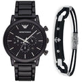 Emporio Armani Luigi Chronograph Black Dial Black Steel Strap Watch For Men - AR1507