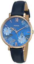 Fossil Jacqueline Blue Dial Blue Leather Strap Watch for Women - ES4673