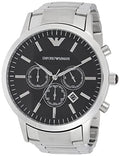 Emporio Armani Sportivo Chronograph Black Dial Silver Steel Strap Watch For Men - AR2460