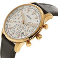 Fossil Goodwin Chronograph White Dial Brown Leather Strap Watch for Men - FS5415