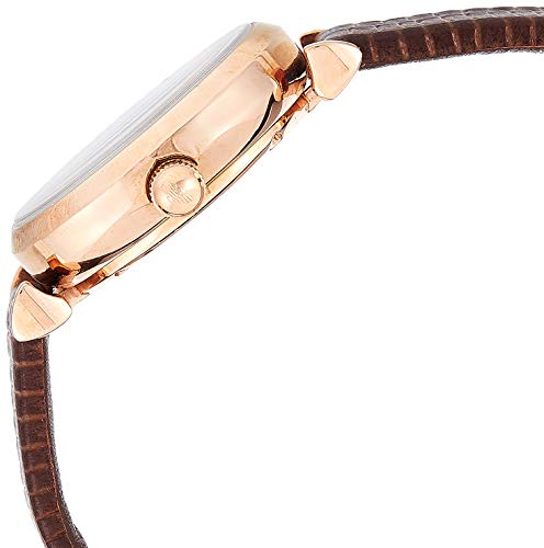 Emporio Armani Meccanico Mother of Pearl Skeleton Dial Brown Leather Strap Watch For Women - AR1993