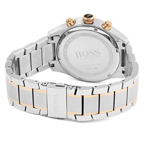 Hugo Boss Grand Prix Black Dial Two Tone Steel Strap Watch for Men - 1513473