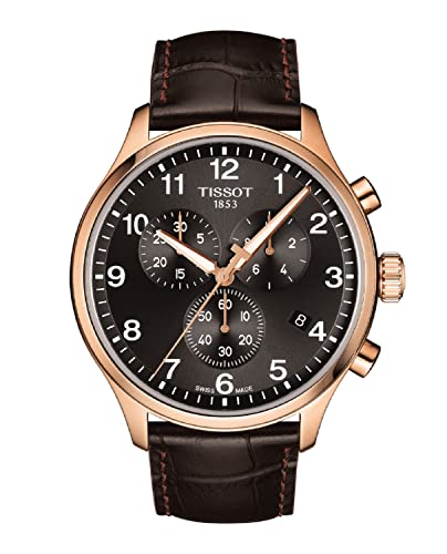 Tissot Chrono XL 45mm Black Dial Brown Leather Strap Watch For Men - T116.617.36.057.01