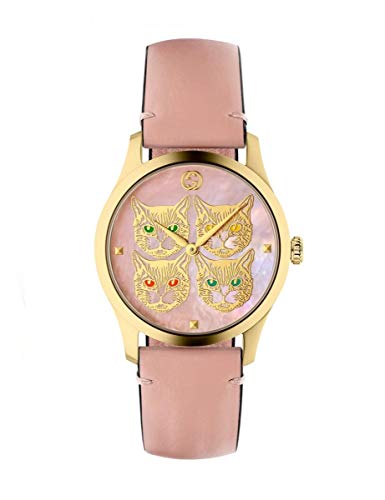 Gucci G Timeless Quartz Mother of Pearl Dial Pink Leather Strap Watch For Women -  YA1264132