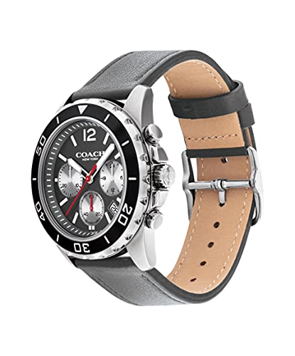 Coach Kent Grey Dial Grey Leather Strap Watch for Men - 14602561