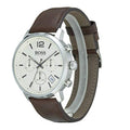 Hugo Boss Attitude White Dial Brown Leather Strap Watch for Men - 1513609