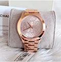 Michael Kors Slim Runway Rose Gold Dial Rose Gold Steel Strap Watch for Women - MK3591