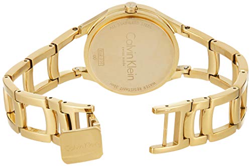 Calvin Klein Class White Dial Gold Steel Strap Watch for Women - K6R23526