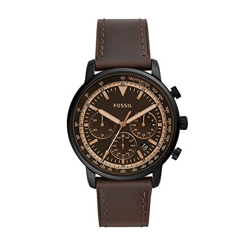 Fossil Goodwin Chronograph Brown Dial Brown Leather Strap Watch for Men - FS5529